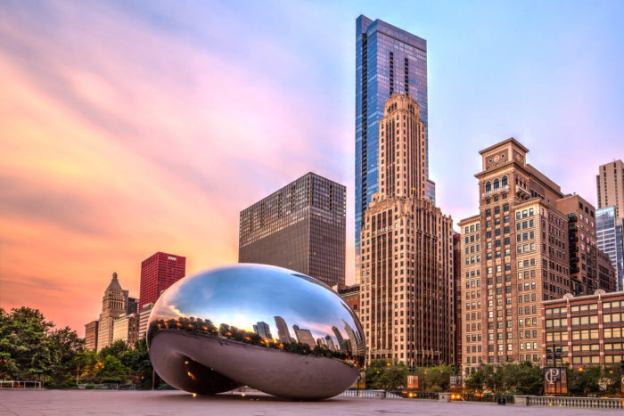 Sunrise at Cloud Gate, Illinois Bus Charters Group Charters to Illinois